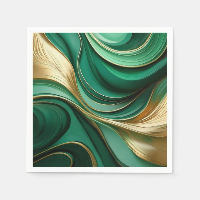 Modern Elegant  Green and Gold- Napkins (Front)