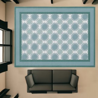 Modern Elegant Green Blue Grey Floral Art Pattern