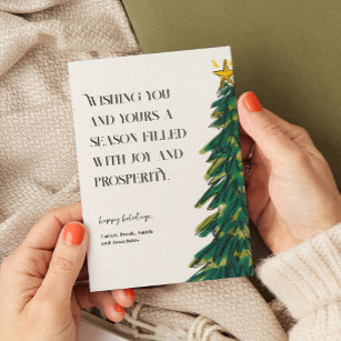 Modern Elegant Green Christmas Tree Sketch  Holiday Card
