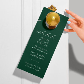 Modern Elegant Green Do Not Disturb Wedding Door Hanger