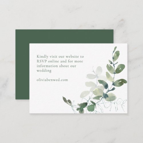Modern Elegant Green Eucalyptus Wedding QR Code Enclosure Card