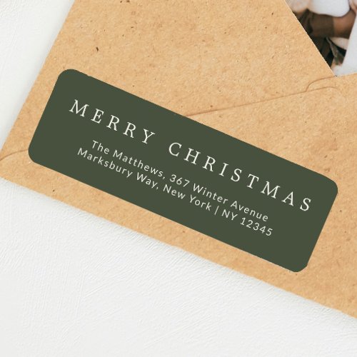 Modern Elegant Green Family Christmas Return Label