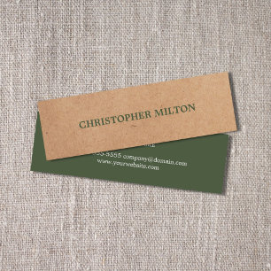 Modern Elegant Green Faux Kraft Paper Consultant Mini Business Card