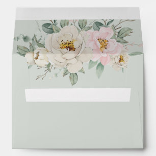 Modern Elegant Green Floral Wedding Invitation Envelope
