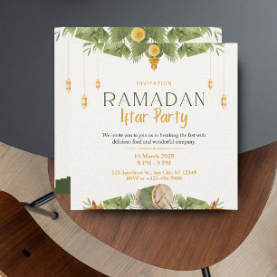 Modern Elegant Green & Gold Ramadan Iftar Holiday Card