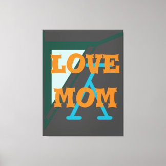 Modern elegant_green_gray_orange_love mom_design   canvas print