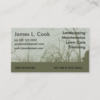 Modern Elegant Green Landscaping Lawn Care Mowing Business Card