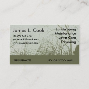 Modern Elegant  Green Landscaping Lawn Care Mowing Business Card by 911business at Zazzle