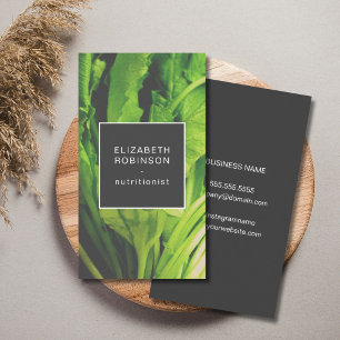 Modern Elegant Green Leaves Nutritionist Business Card