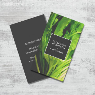 Modern Elegant Green Leaves Nutritionist Business Card