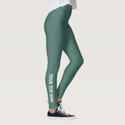 Modern Elegant Green Leggings Add Image Text Name