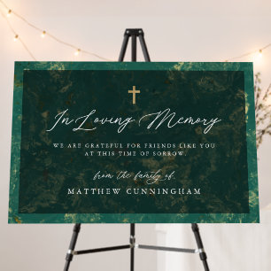 Modern Elegant Green Marble Faux Cross Memorial Foam Board