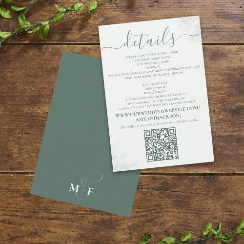 Modern Elegant Green Minimalist QR Code Website Enclosure Card