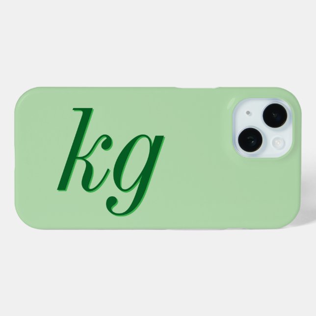 Modern Elegant Green Monogram Initials Case-Mate iPhone Case (Back (Horizontal))