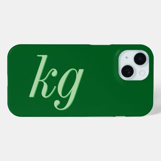 Modern Elegant Green Monogram Initials Case-Mate iPhone Case (Back (Horizontal))