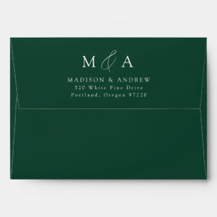 Modern Elegant Green Monogram Wedding Envelope