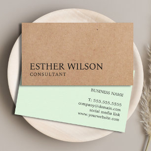 Modern Elegant Green PRINTED KraftPaper Consultant Business Card
