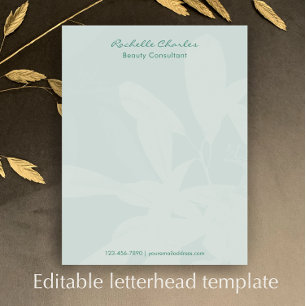 Modern Elegant Green Script Personalized Business Letterhead