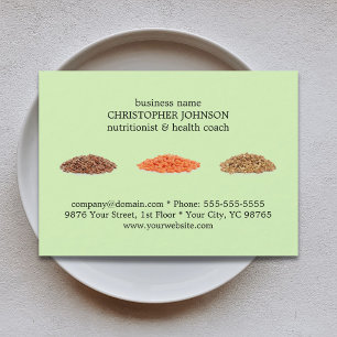 Modern Elegant Green Seeds Photo Nutritionist Business Card