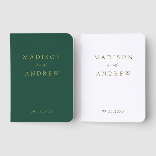 Modern Elegant Green Wedding Foil Vow Books