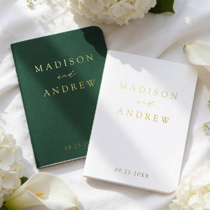 Modern Elegant Green Wedding Foil Vow Books
