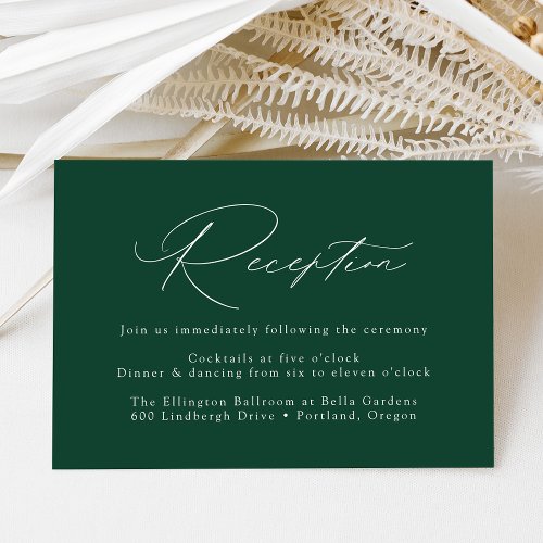 Modern Elegant Green Wedding Reception Enclosure Card