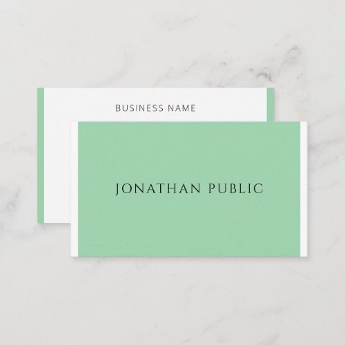 Modern Elegant Green White Minimalist Template Business Card