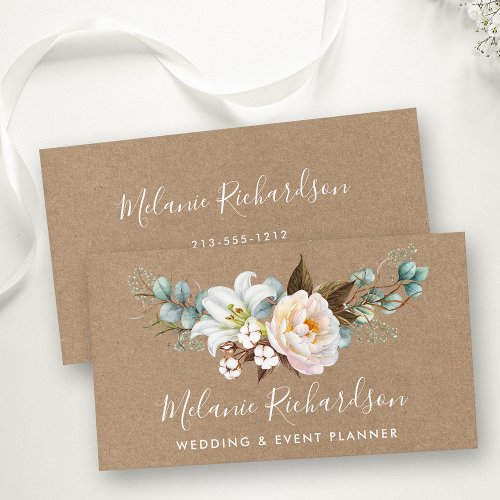 Modern Elegant Greenery Botanical Floral Kraft Business Card