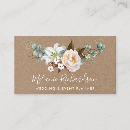 Modern Elegant Greenery Botanical Floral Kraft Business Card