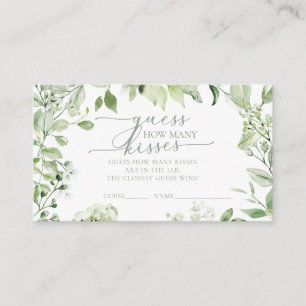 Modern Elegant Greenery Bridal Shower Kisses  Enclosure Card
