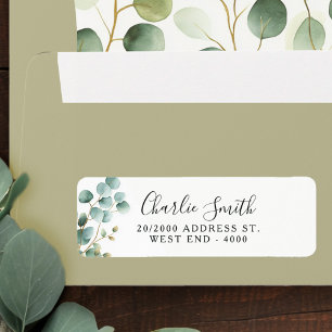 Modern Elegant Greenery Bridal Shower Label