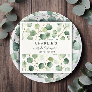 Modern Elegant Greenery Bridal Shower Napkins