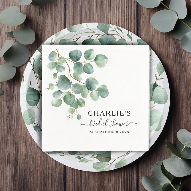 Modern Elegant Greenery Bridal Shower  Napkins (Creator Uploaded)