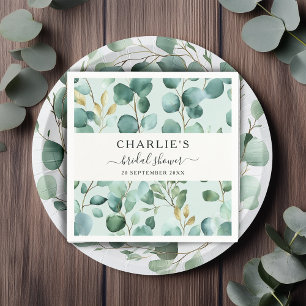 Modern Elegant Greenery Bridal Shower Napkins