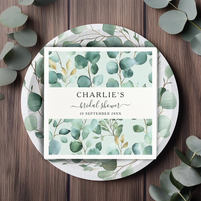 Modern Elegant Greenery Bridal Shower  Napkins (Creator Uploaded)