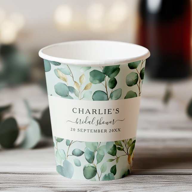 Modern Elegant Greenery Bridal Shower  Paper Cups (Creator Uploaded)