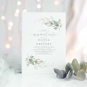 Modern Elegant Greenery Engagement Party Invitation