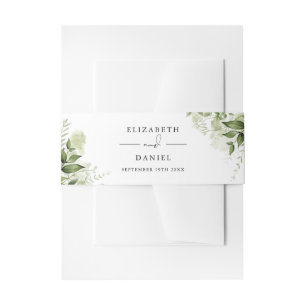 Modern Elegant Greenery Floral Wedding Invitation Belly Band