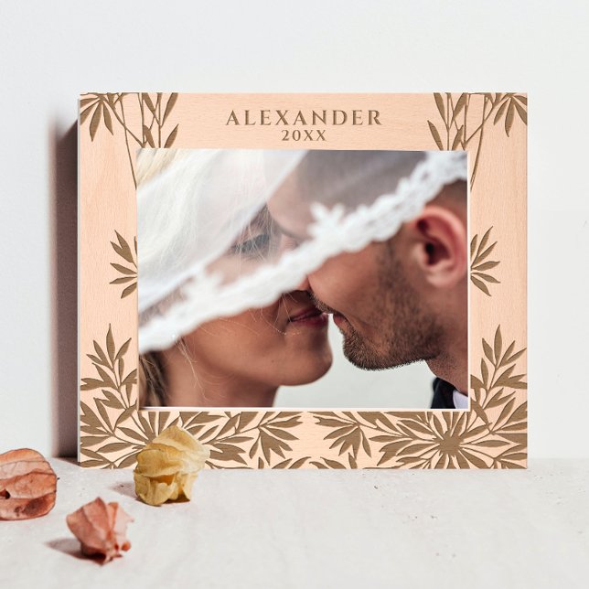 Modern Elegant Greenery Leaves Wood Laser Engraved (Creator Uploaded)