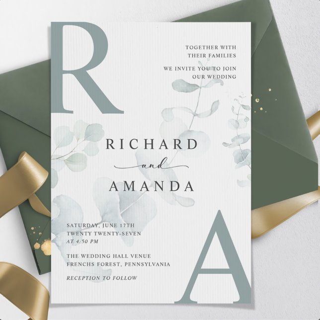 Modern Elegant Greenery Minimalist Wedding Invitation (Creator Uploaded)