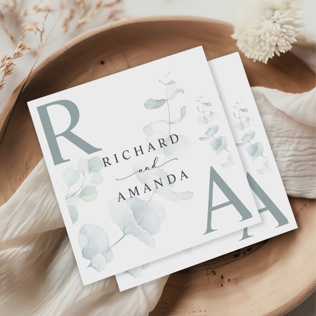 Modern Elegant Greenery Minimalist Wedding Napkins (Creator Uploaded)