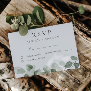 Modern Elegant Greenery Watercolor Wedding RSVP Card