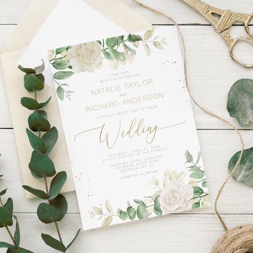 Modern Elegant Greenery Wedding Invitation