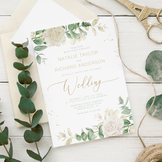 Modern Elegant Greenery Wedding Invitation (Creator Uploaded)