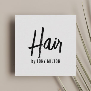 Modern Elegant Grey Black Hair Stylist Square Business Card