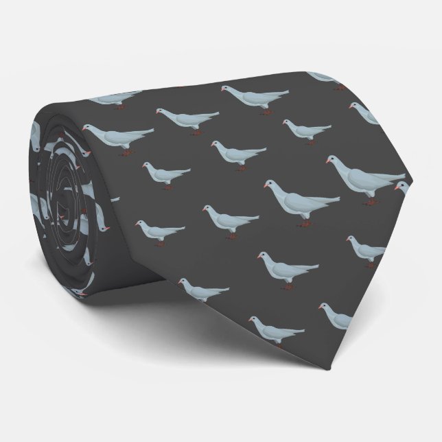 Modern Elegant Grey Dove Seamless Pattern Neck Tie (Rolled)
