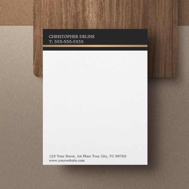 Modern Elegant Grey Faux Gold Line Letterhead (Creator Uploaded)