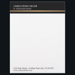 Modern Elegant Grey Faux Gold Line Letterhead<br><div class="desc">Modern elegant letterhead template with faux gold line and dark grey stripes. Perfect for attorney,  consultant. You can match it with other office products from our store.</div>