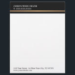 Modern Elegant Grey Faux Gold Line Letterhead<br><div class="desc">Modern elegant letterhead template with faux gold line and dark grey stripes. Perfect for attorney,  consultant. You can match it with other office products from our store.</div>