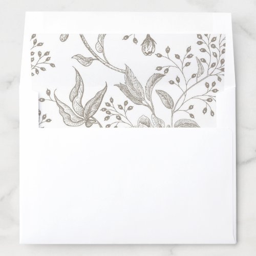 Modern elegant grey floral roses wedding envelope liner